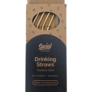 Social Drinkware Metal Straws (Set of 4) (New-TLT)