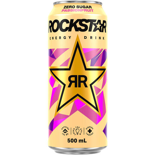 . Rockstar Zero Sugar Passionfruit 500mL Can (New-TLT) (Due Soon)
