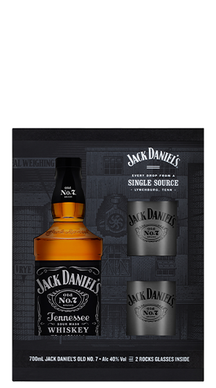 Jack Daniel's Giftset | Jack Daniels 700mL + 2 Glasses (New)