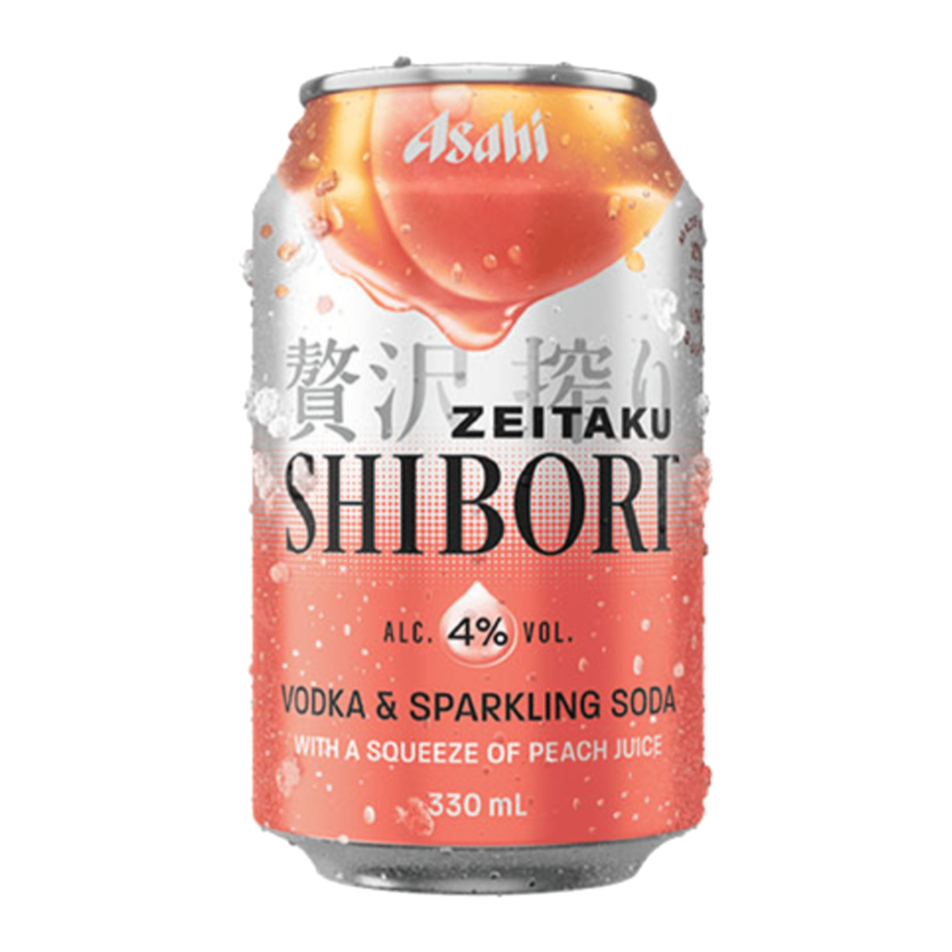 Shibori Vodka & Sparkling Soda Peach 4 Pack 330mL Cans (New)