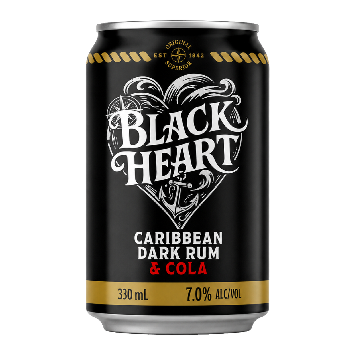 Black Heart Rum & Cola 7% 6 Pack 330mL Cans