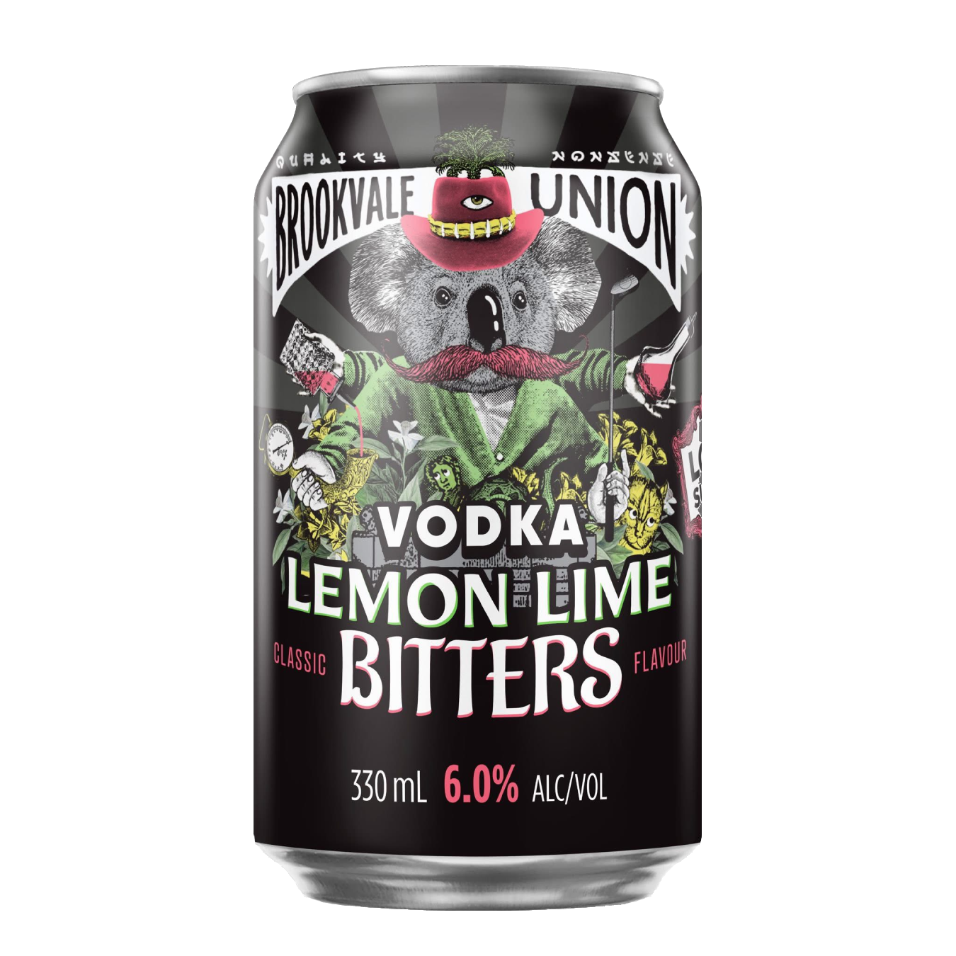 Brookvale Union Vodka Lemon Lime Bitters Low Sugar 6% 10 Pack 330mL Cans