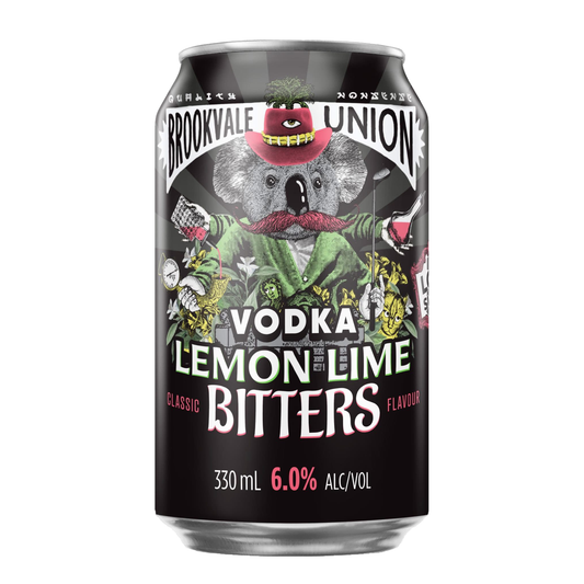 Brookvale Union Vodka Lemon Lime Bitters Low Sugar 6% 10 Pack 330mL Cans (HO-BS)