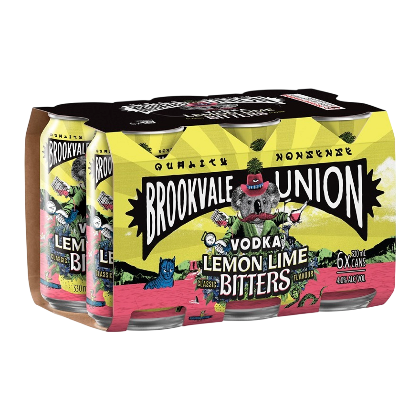 Brookvale Union Vodka Lemon Lime Bitters 4% 6 Pack 330mL Cans