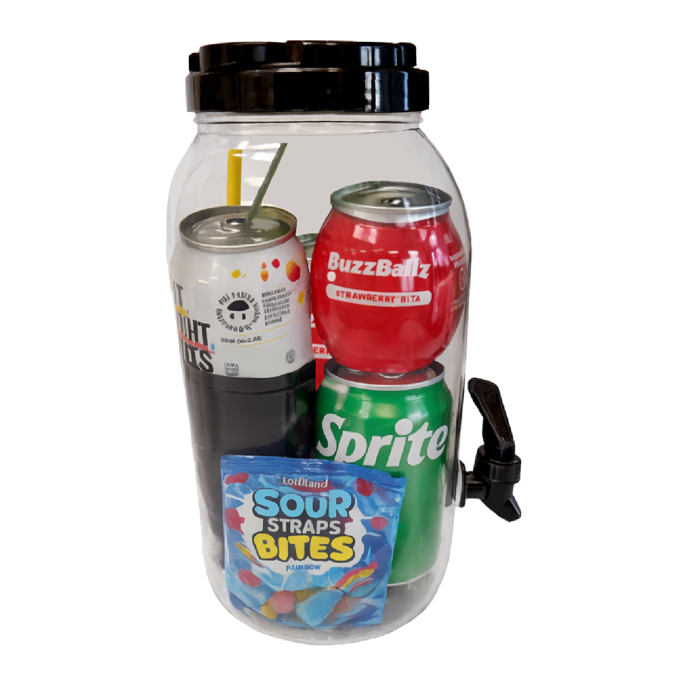 Cocktail Bucket with BuzzBallz, Jello Shots, Popping Candy & Mixing Drinks (Makes 4 Alcoholic Cocktails) (TLT-MS)