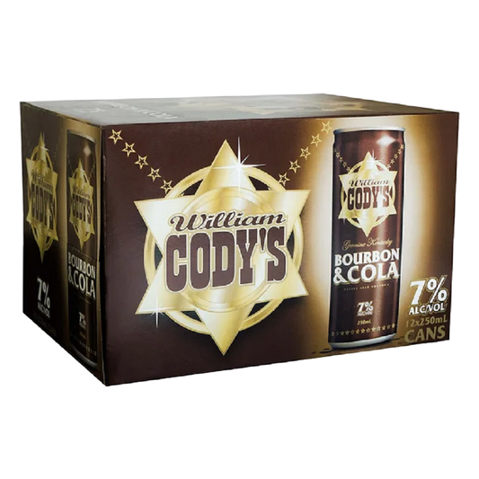 Codys Bourbon & Cola 7% 12 Pack 250ml Cans *EVERY DAY LOW PRICE