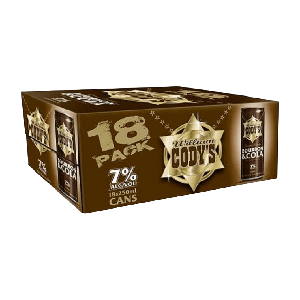 Codys Bourbon & Cola 7% 18 Pack 250mL Cans *EVERY DAY LOW PRICE - Thirsty Liquor Tauranga