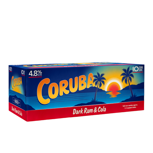 Coruba Original Rum & Zero Cola 4.8% 10 Pack 330mL Cans (New) (HO-BS)