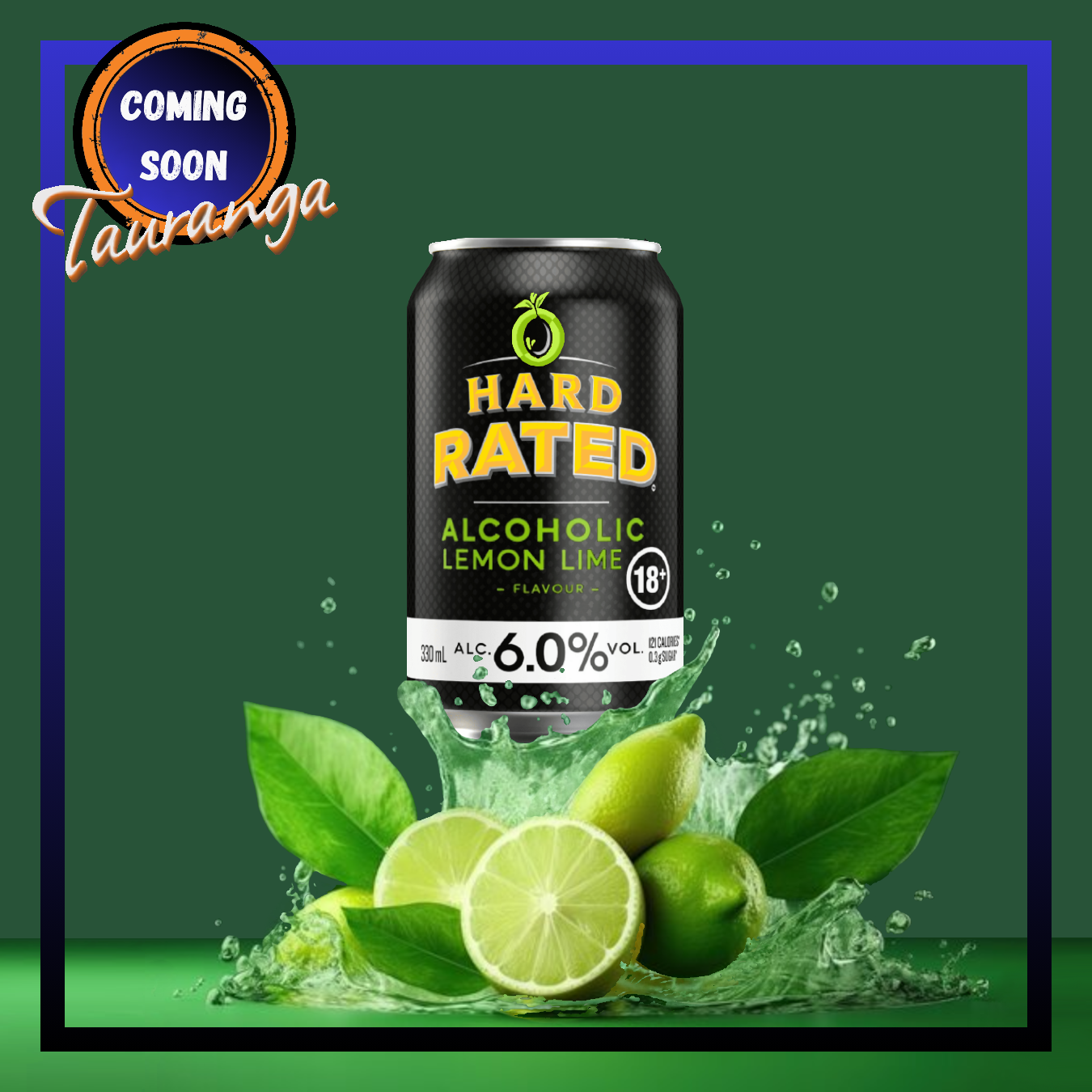 Hard Rated Lime LOW SUGAR 6% 10 Pack 330mL Cans (iso) (HO-BS)