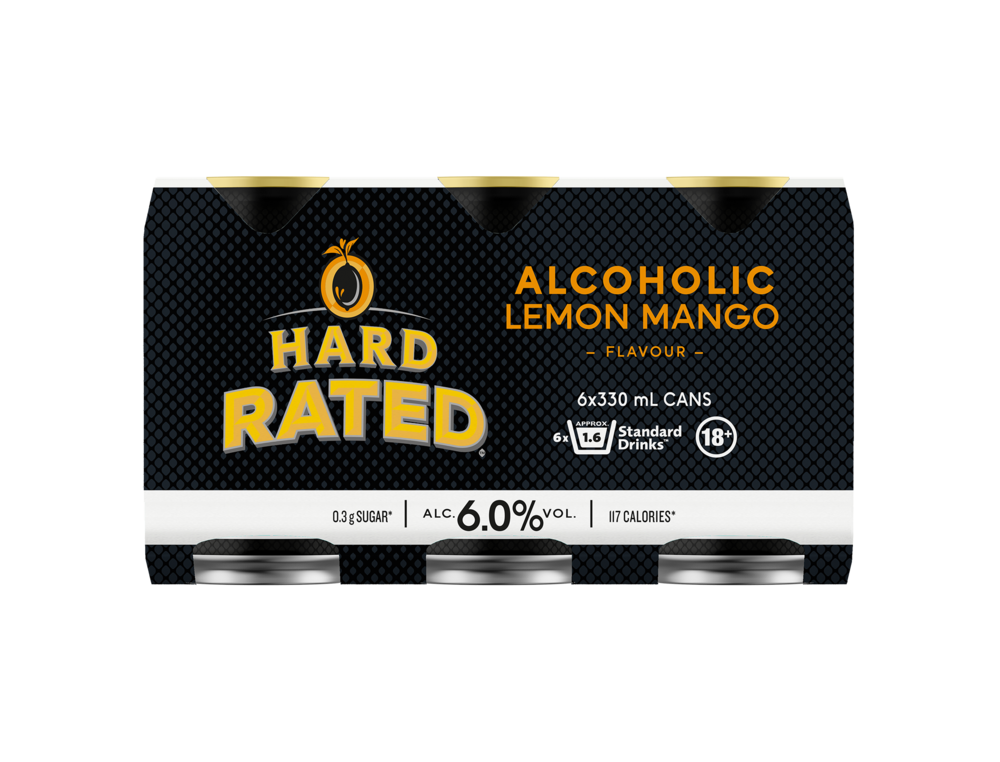 Hard Rated Lemon Mango 6% 6 Pack 330mL Cans (New) (HO-BS)