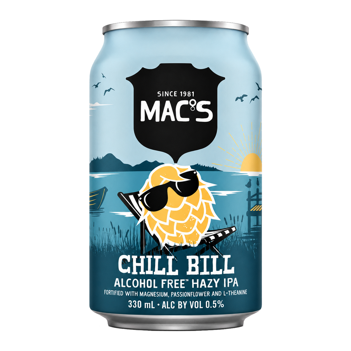. Macs Chill Bill Alcohol Free Hazy IPA 6 Pack 330mL Cans (New) (Due Now)