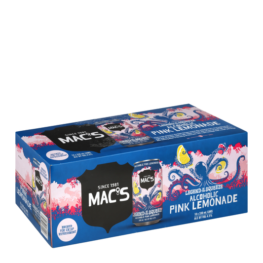 Macs Legend of the Squeeze Alc Pink Lemondade 10 Pack 330mL Cans (New)
