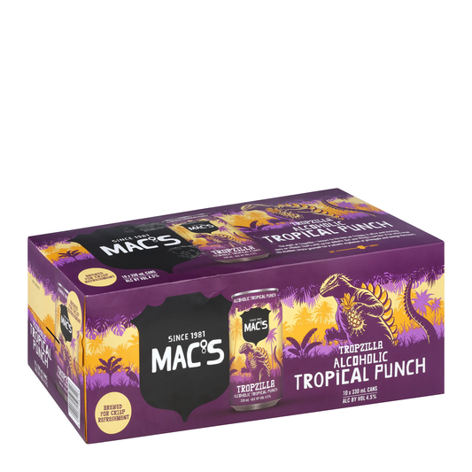 Macs Tropzilla Alc Tropical Punch 10 Pack 330mL Cans (New)