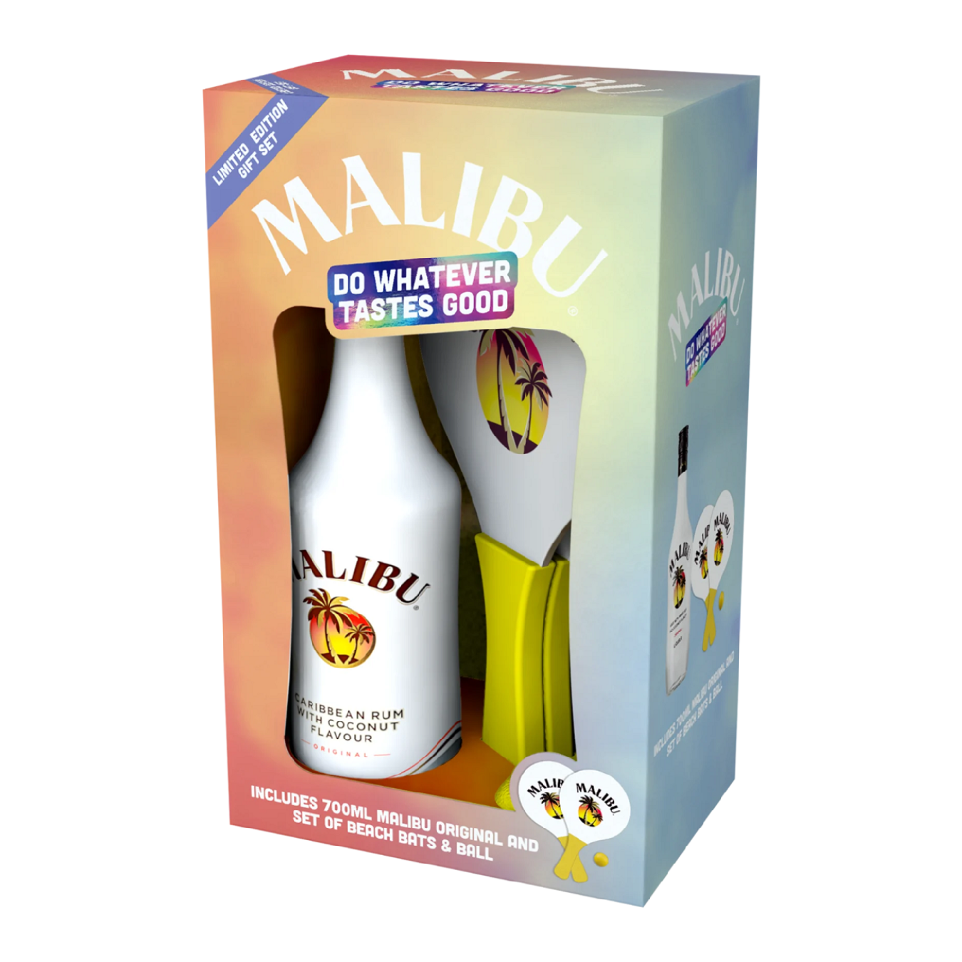 Malibu Giftset | Malibu 700mL + 2 Beach Bat Paddles (New)