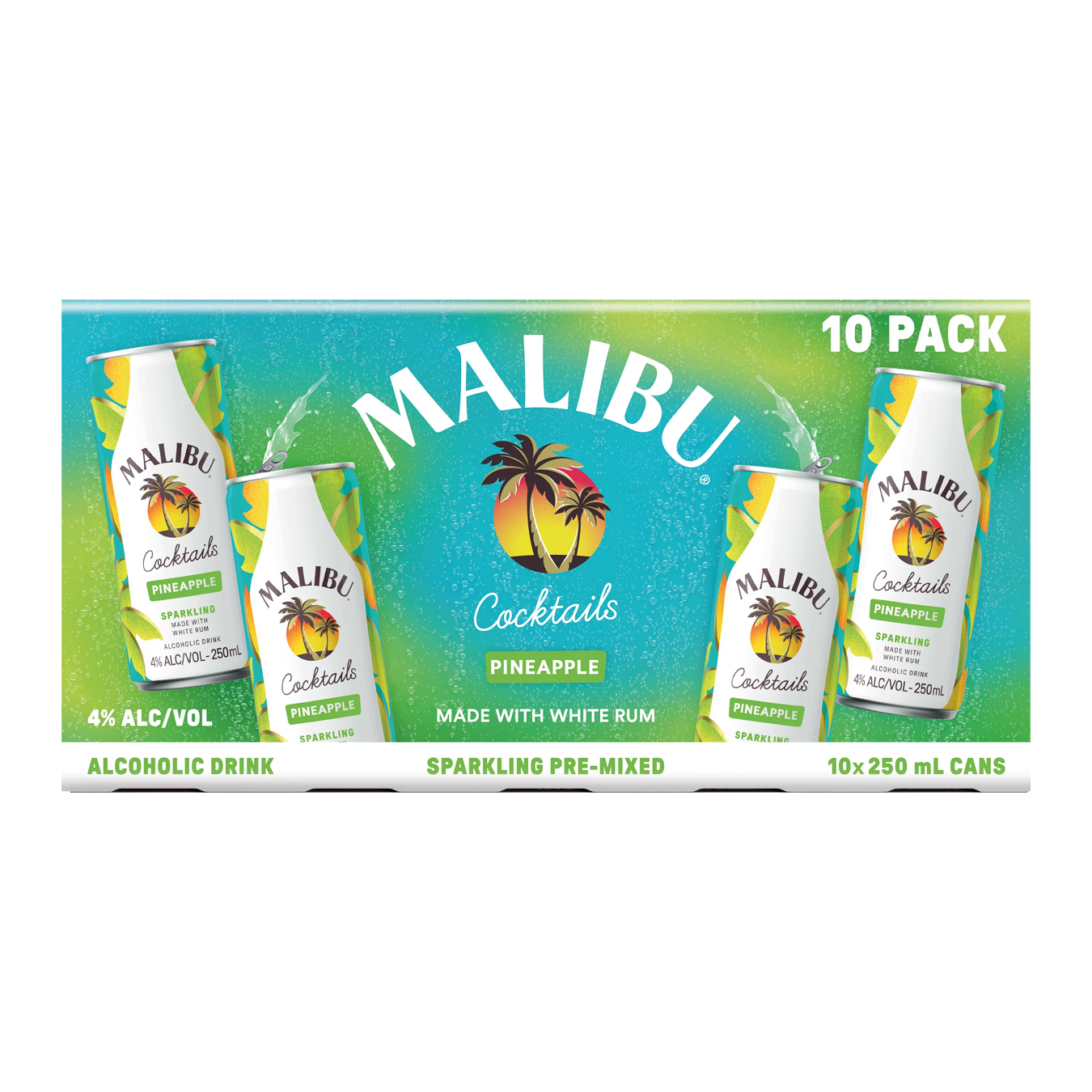 Malibu Pineapple 4% 10 Pack 250mL Cans (New)