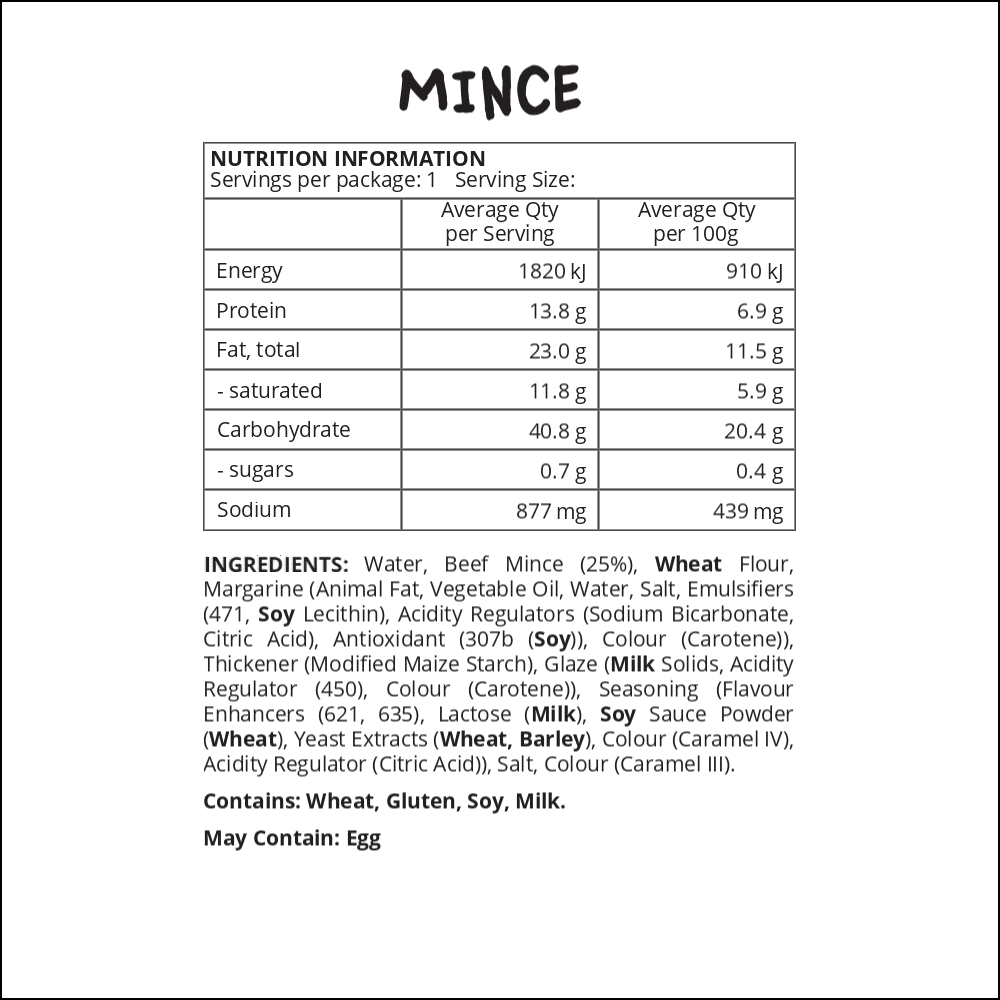 Pie | Standard Mince Pie UNHEATED (New) (Pickup only) (Managers Special)
