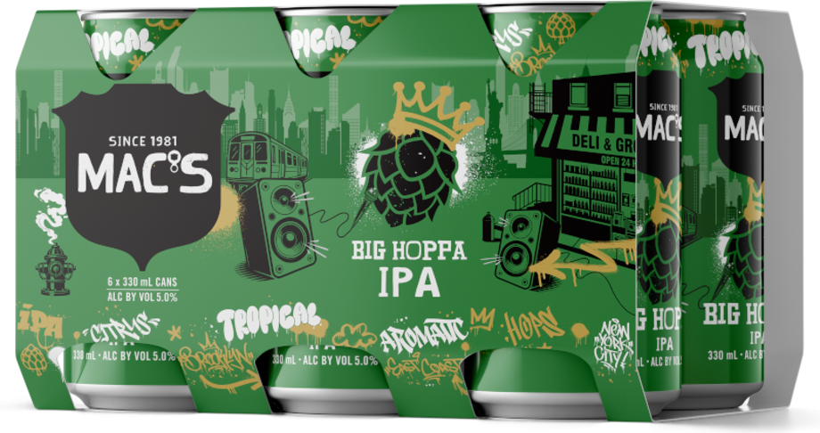 . Macs Big Hoppa IPA 6 Pack 330mL Cans (New)
