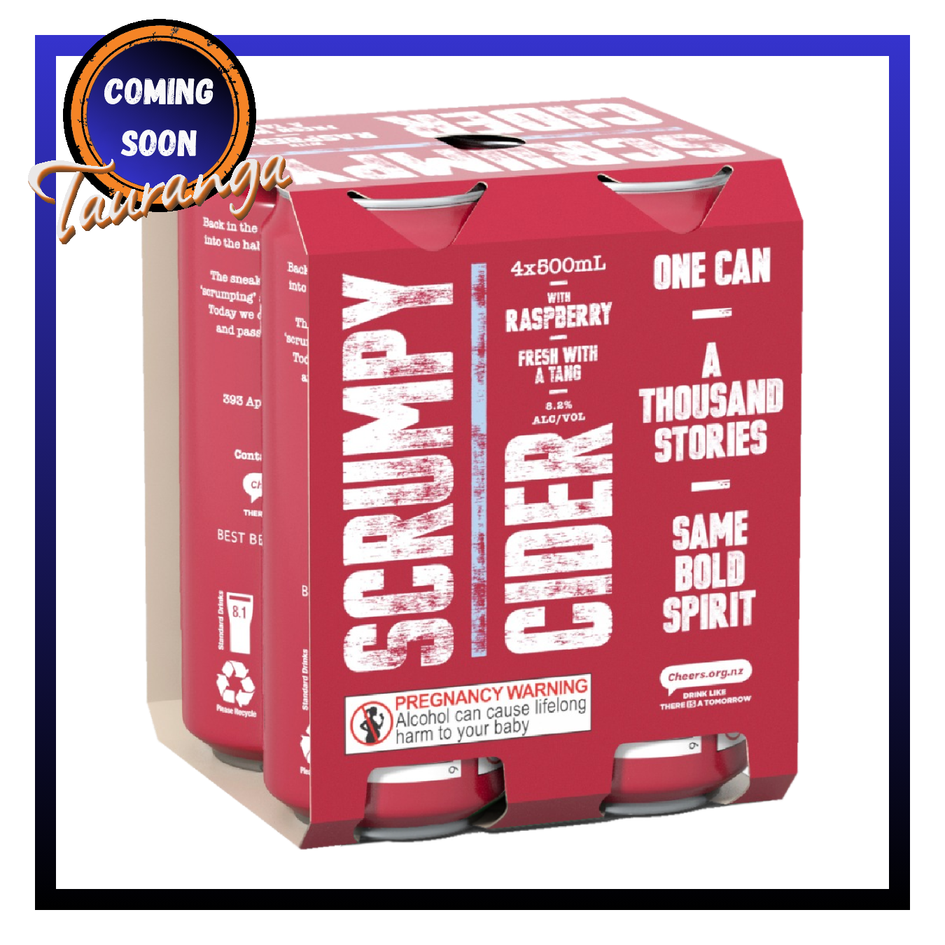 Scrumpy Cider Raspberry 8.2% 4 Pack 500mL Cans (New)