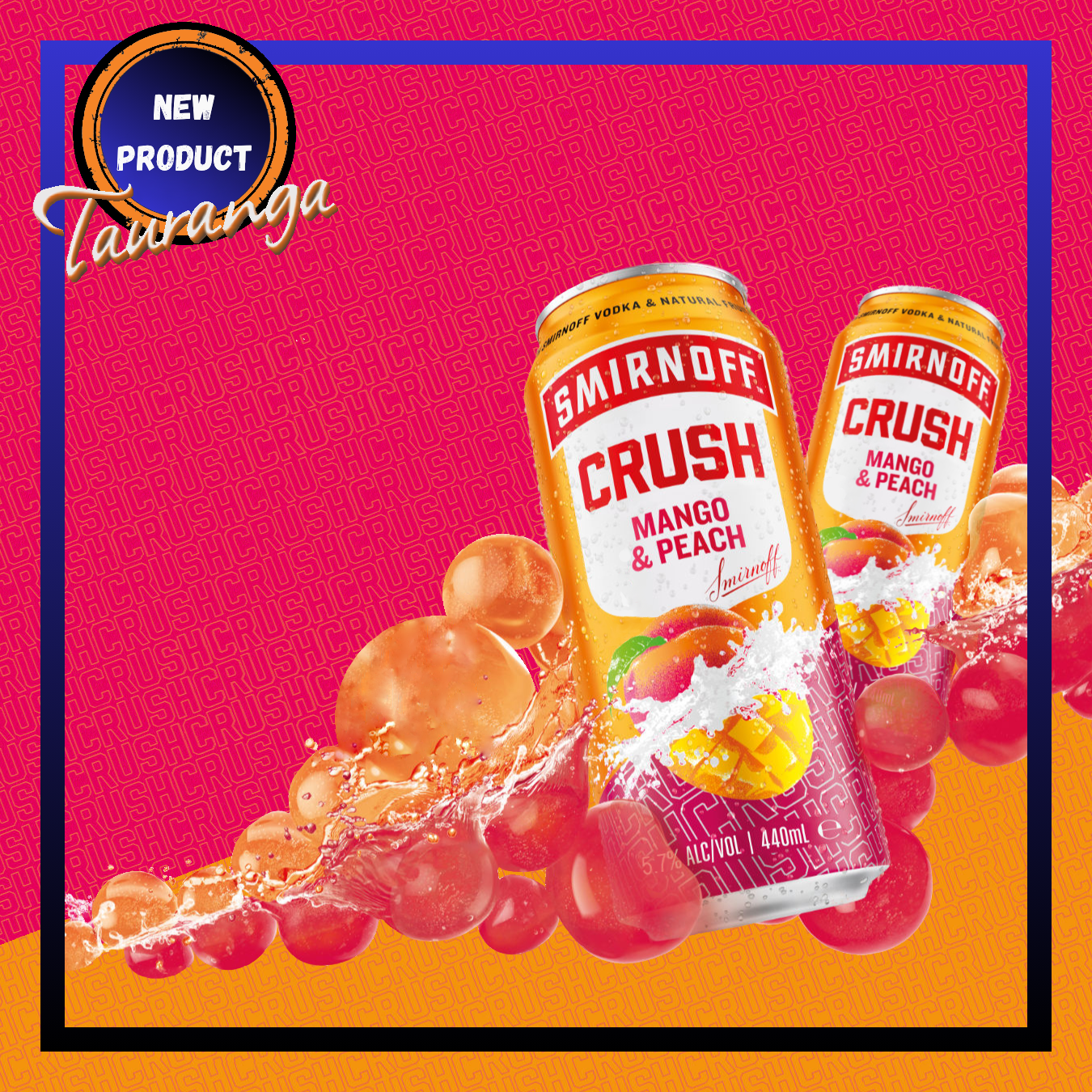 Smirnoff Crush Mango & Peach 5.7% 4 Pack 440mL Cans