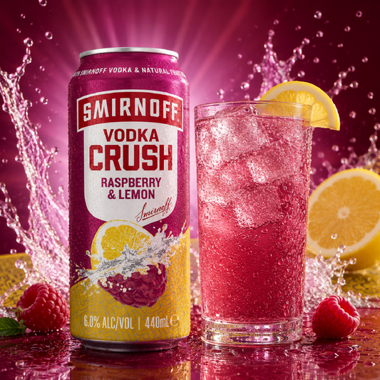 Smirnoff Crush Raspberry & Lemon 5.7% 4 Pack 440mL Cans