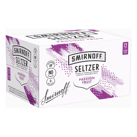 Smirnoff Seltzer Passionfruit 5% 12 Pack 250ml Cans