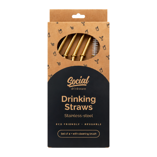 Social Drinkware Metal Straws (Set of 4) (New-TLT)