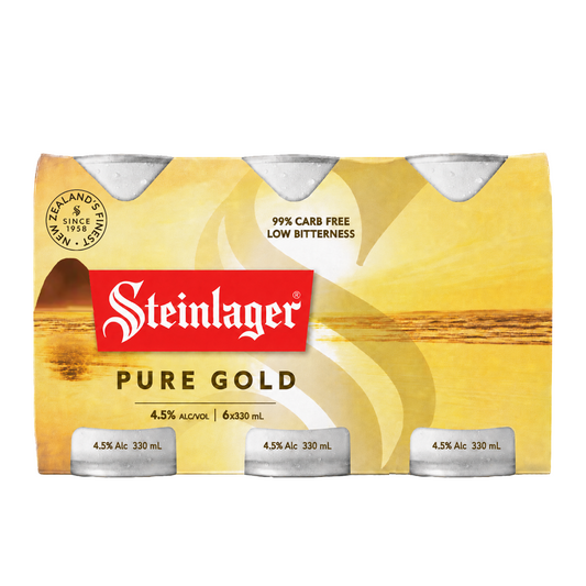 . Steinlager Pure Gold 6 Pack 330mL Cans (New) (Due End September)