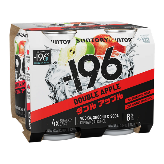 Suntory -196 Vodka Seltzer Double Apple 6% 4 Pack 330mL Cans (New) (Due Soon)