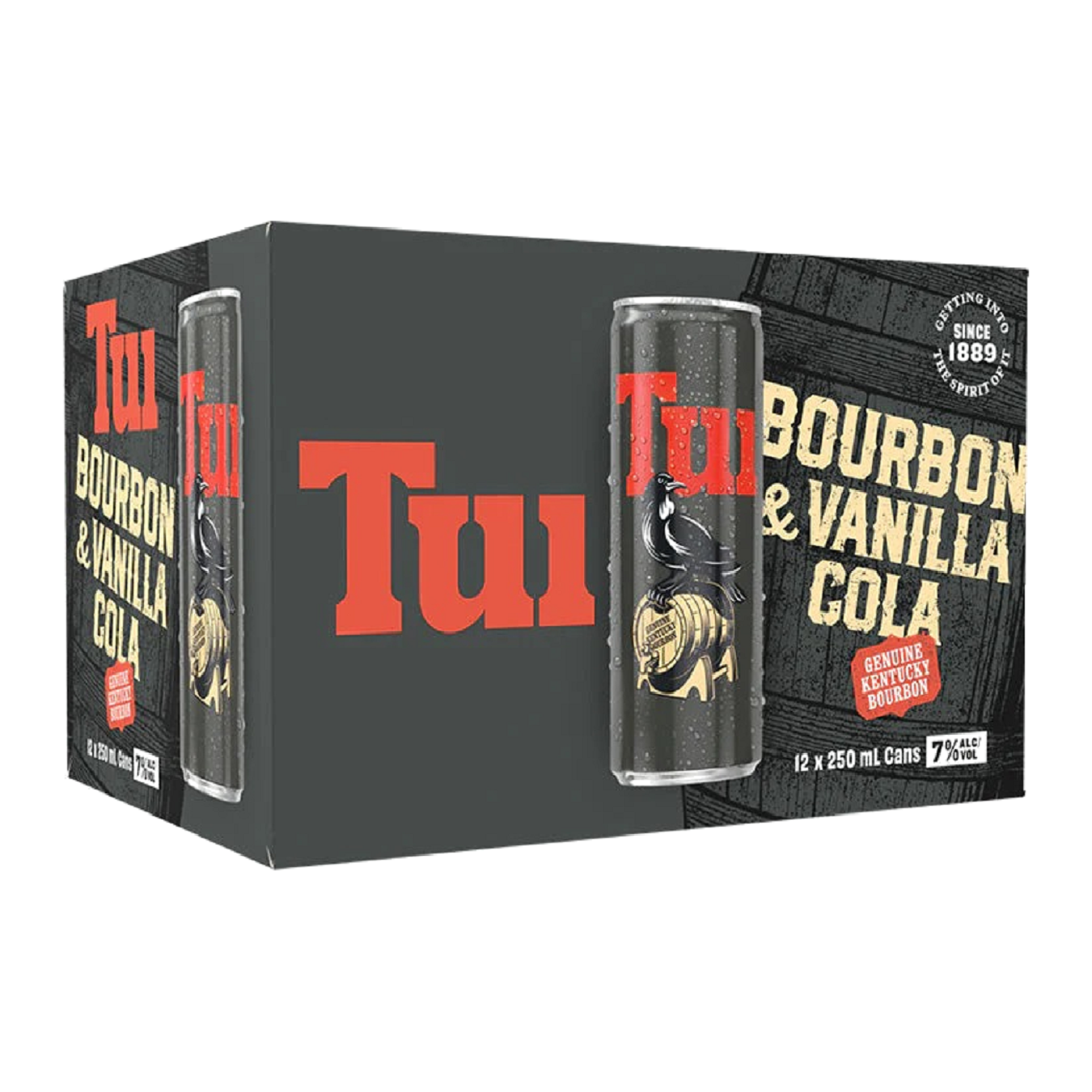 Tui Bourbon & Vanilla Cola 7% 12 Pack 250mL Cans (New)