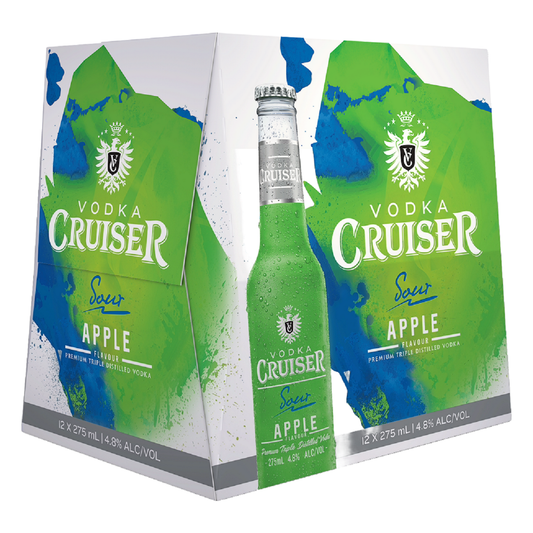 Cruiser Vodka 4.8% Sour Apple 12 Pack 275ml Bottles - 1st Selling