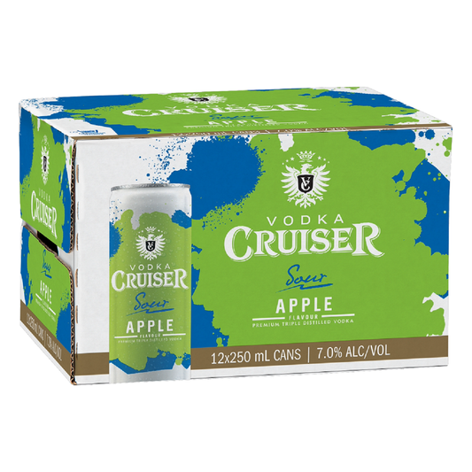 Cruiser Vodka 7% Sour Apple 12 Pack 250ml Cans (Excess Stock) - 1st Selling