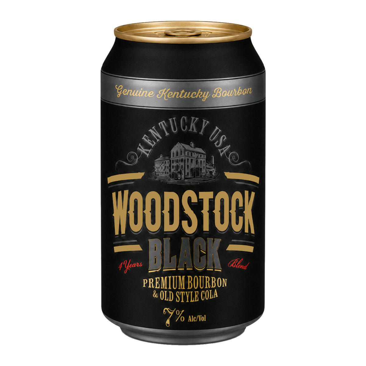 Woodstock Black Bourbon & Cola 7% 4 Year Old 4 Pack 330mL Cans - (S-EOL)