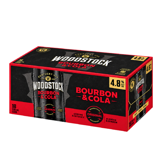 . Woodstock Bourbon& Cola 4.8% 18 Pack 330mL Cans (New) (1st Week September)