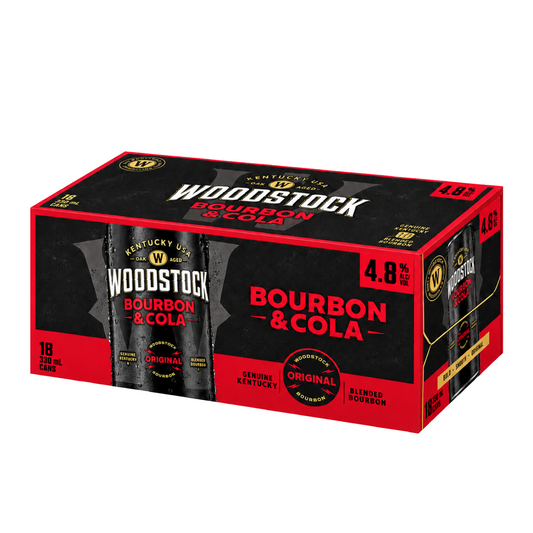 . Woodstock Bourbon & Cola 4.8% 18 Pack 330mL Cans (New) (1st Week September)