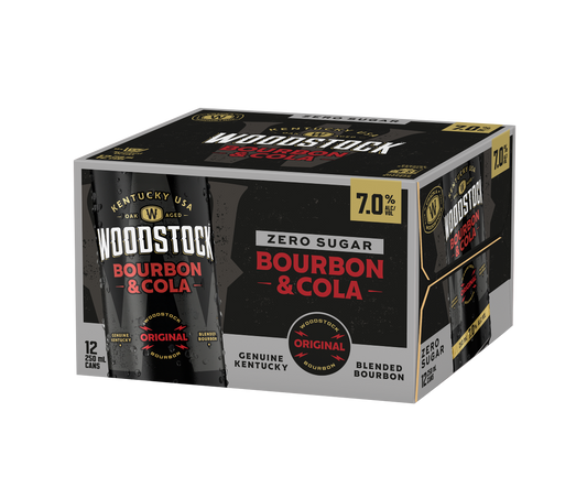 Woodstock 7% Bourbon & Cola SUGAR FREE 12 Pack 250mL Cans - (HO-BS)