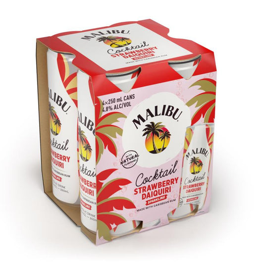 Malibu Strawberry Daquiri 4 Pack 250ml Cans - Thirsty Liquor Tauranga