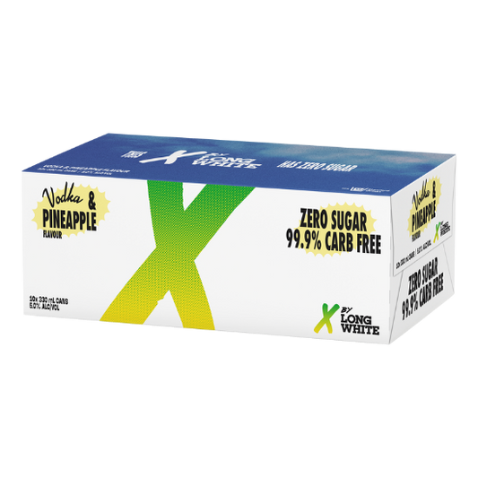 X By Long White Vodka & PineApple 10 Pack 330mL Cans (New-TLT)
