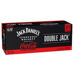 Jack Daniels Double Jack & ZERO SUGAR Coke 7% 10 Pack 330mL Cans (New-TLT) - (HO-BS)