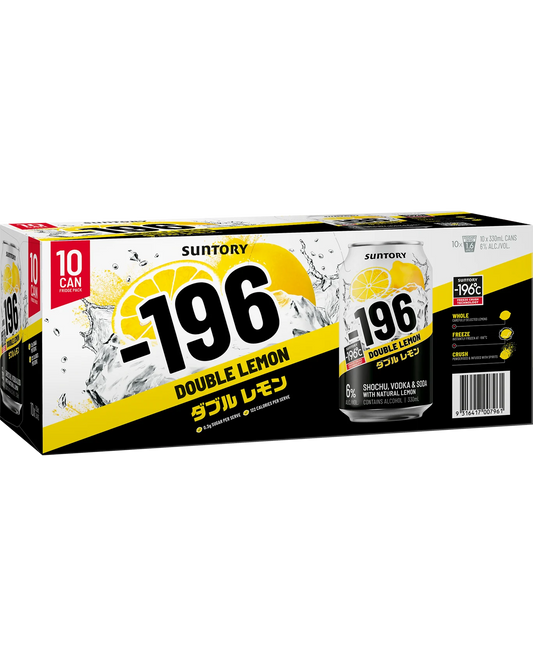 . -196 Vodka Seltzer Double Lemon 6% 330mL 10 Pack Cans (New) (Due Early January)