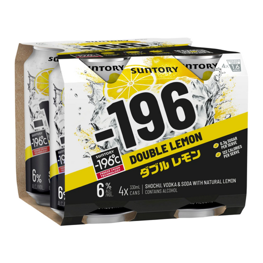 . -196 Vodka Seltzer Double Lemon 6% 330mL 4 Pack Cans (New) (Due Early January)