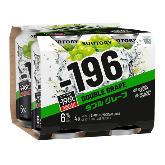 -196 Vodka Seltzer Double Grape 6% 4 Pack 330mL Cans (New) (HO-BS) (HO-AB)