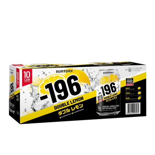 -196 Vodka Seltzer Double Lemon 6% 10 Pack 330mL Cans (New) (TLT-MS)