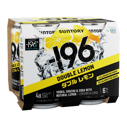 Suntory -196 Vodka Seltzer Double Lemon 6% 4 Pack 330mL Cans  (HO-BS-H)