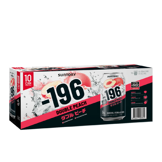 -196 Vodka Seltzer Double Peach 6% 10 Pack 330mL Cans (New)