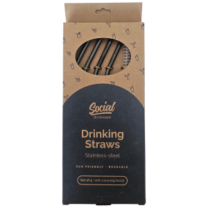 Social Drinkware Metal Straws (Set of 4) (New-TLT)