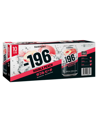 . -196 Vodka Seltzer Double Peach 6% 330mL 10 Pack Cans (New) (Due Early January)