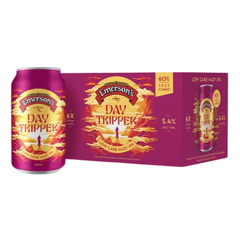 . Emersons Day Tripper Low Carb Hazy IPA 5.4% 6 Pack 330mL Cans (New) (Due Early July)