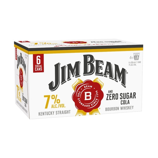 Jim Beam Zero Cola 7% 6 Pack 330mL Cans (New)