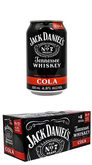 . Jack Daniels Cola 4.8% 10pk 375mL Cans (New Size) (Due soon) (Supplier out of Stock)