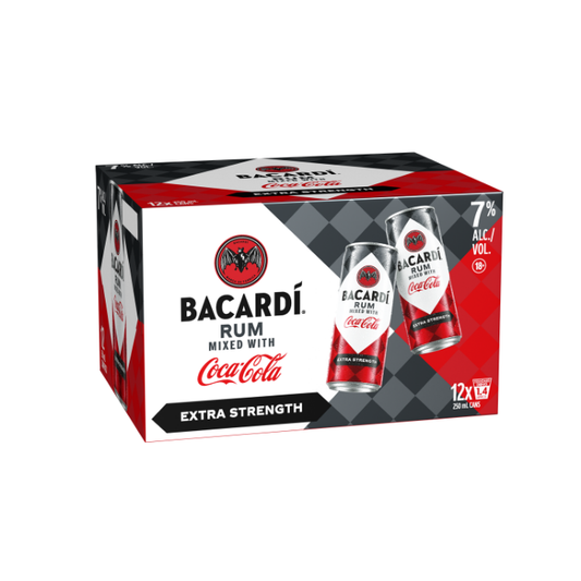 Bacardi & Coca-Cola 7% 12 Pack 250 mL Cans (New)